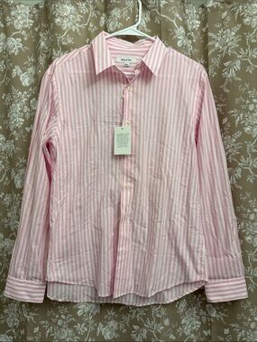 Sporty & Rich pink and white button down